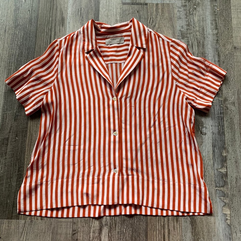 Everlane clean silk short-sleeve notch shirt, Sz 2